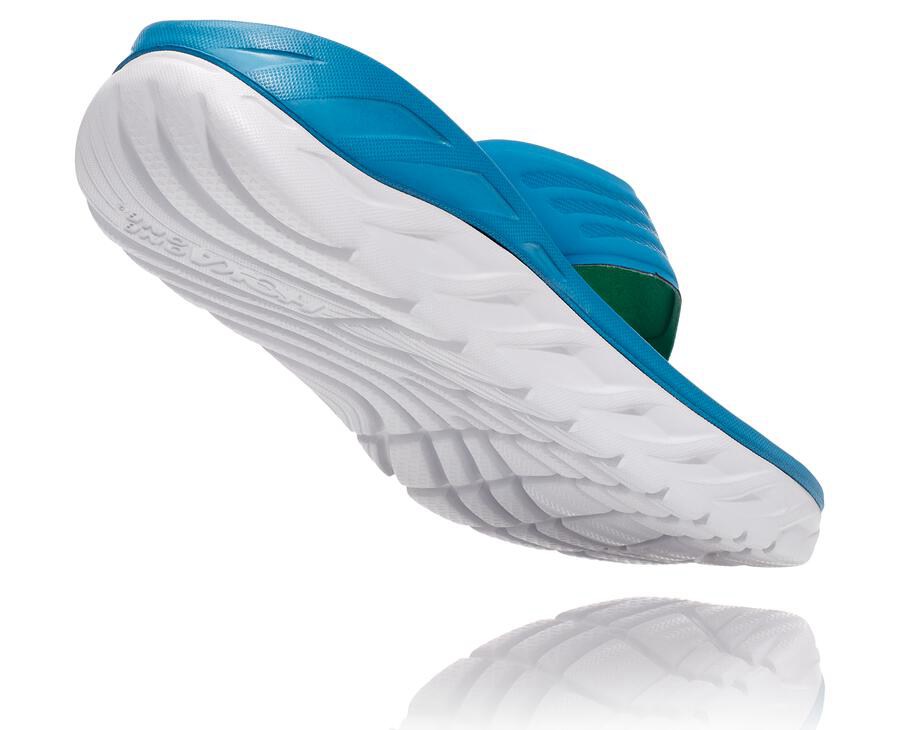 Sandals Mens - Hoka One One ORA Recovery Flip - Blue/White - SEBQKOV-21